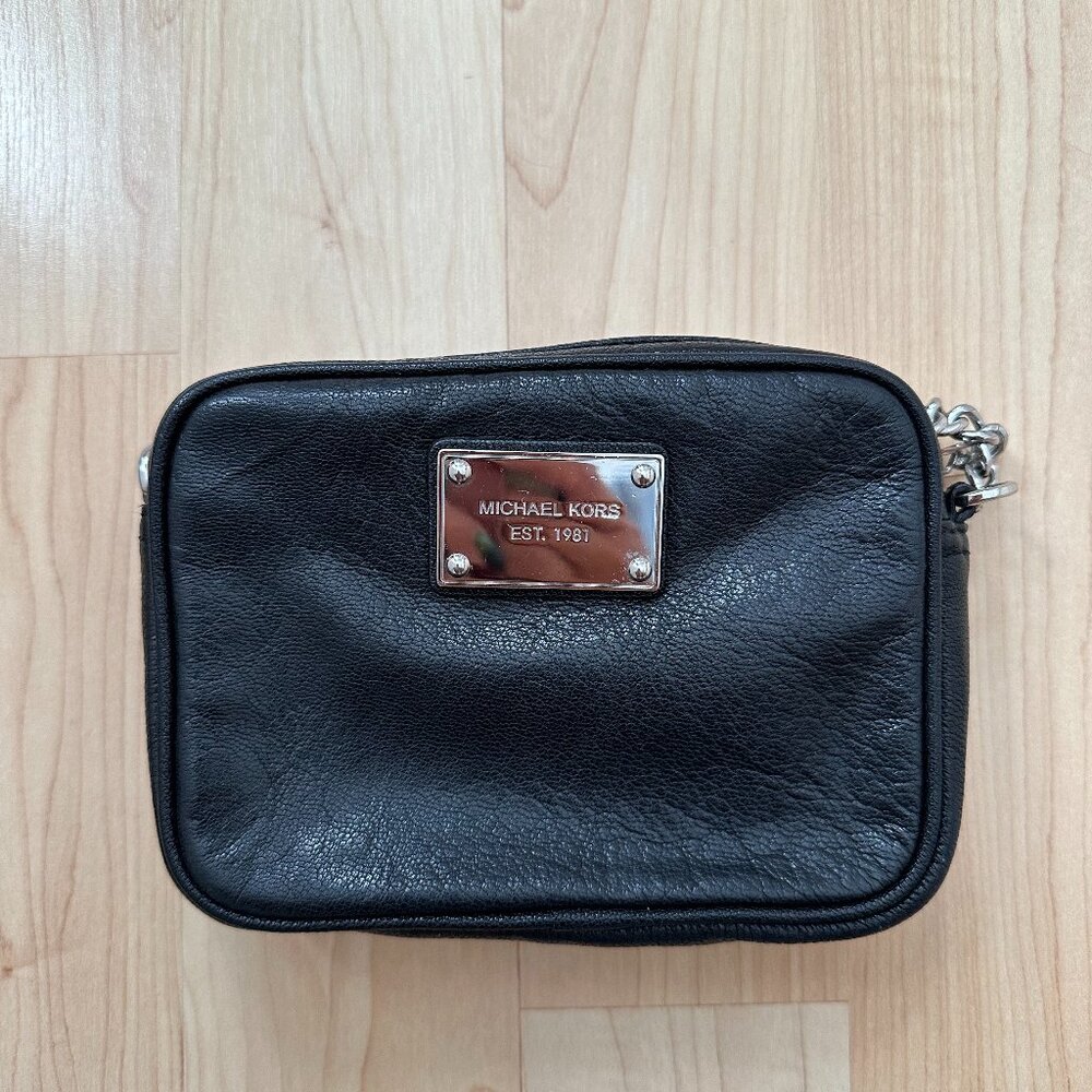 MICHAEL KORS Leather Jet Set Mini Camera Crossbody Shoulder Bag Black